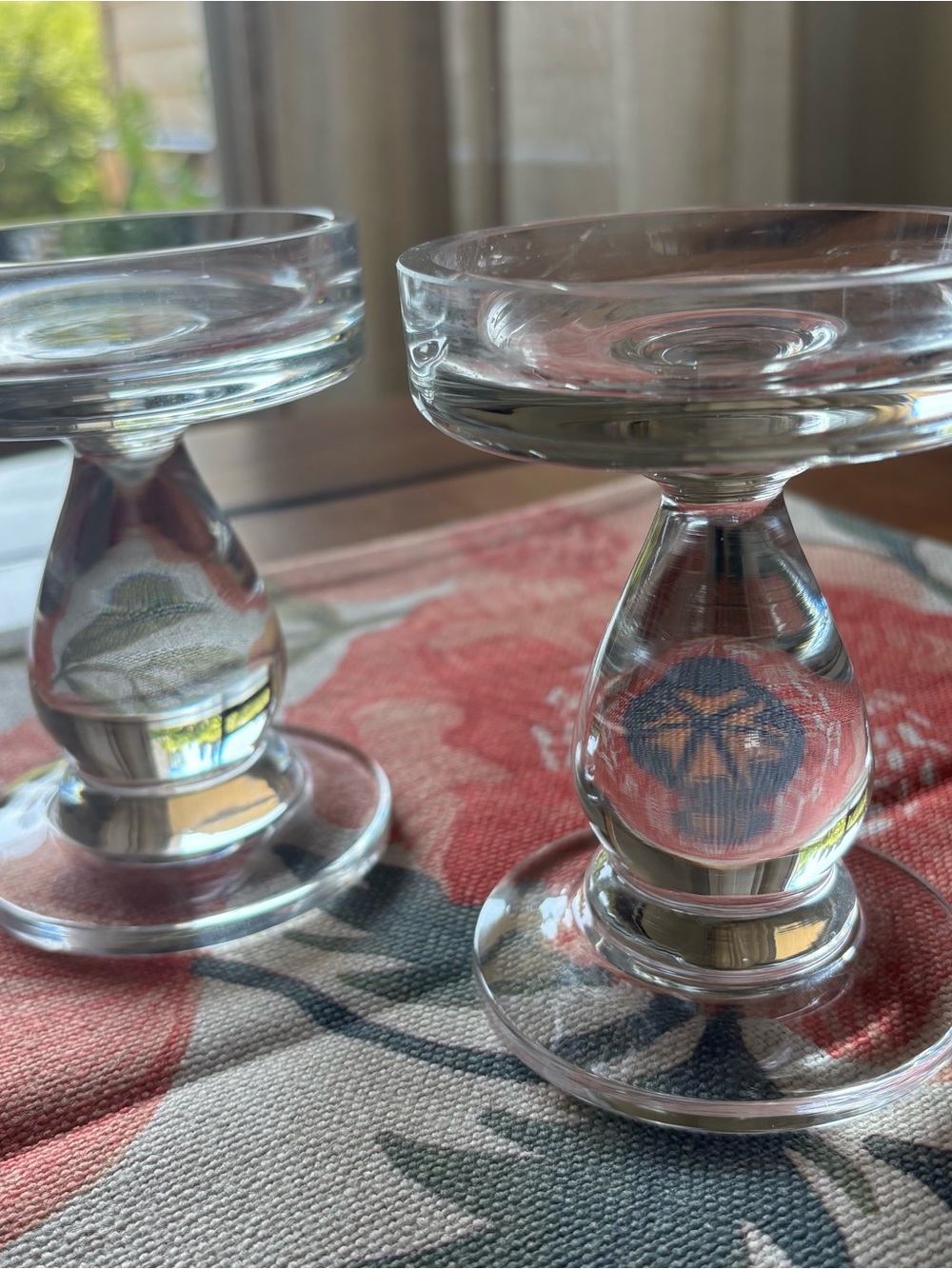 Pottery Barn Bubble Glass Clear 5”Pedestal Candle Holders Set of 2 Vintage
